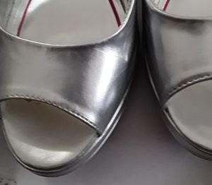 Silver peep toe sandals